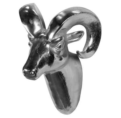 Schafbock Deko-Geweih aus poliertem Aluminium 31x23cm