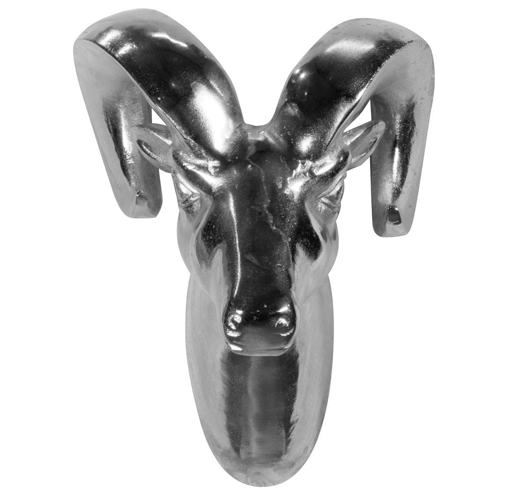 Schafbock Deko-Geweih aus poliertem Aluminium 31x23cm