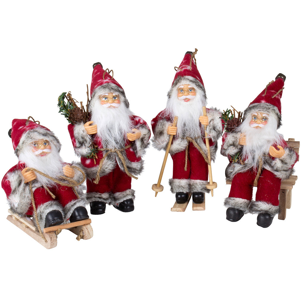 Weihnachtsmann 18cm, 4er Set, 4 Designs